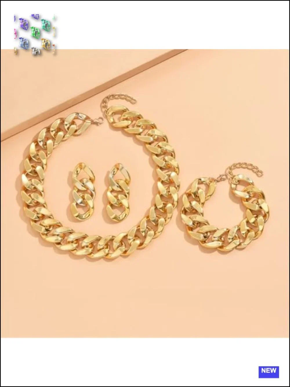 Boho Chunky Acrylic Statement Necklace & Earring Set - Retro 80s Jewelry